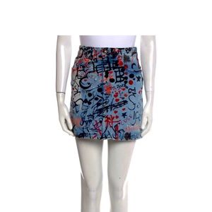 Burberry Printed Mini Denim Skirt